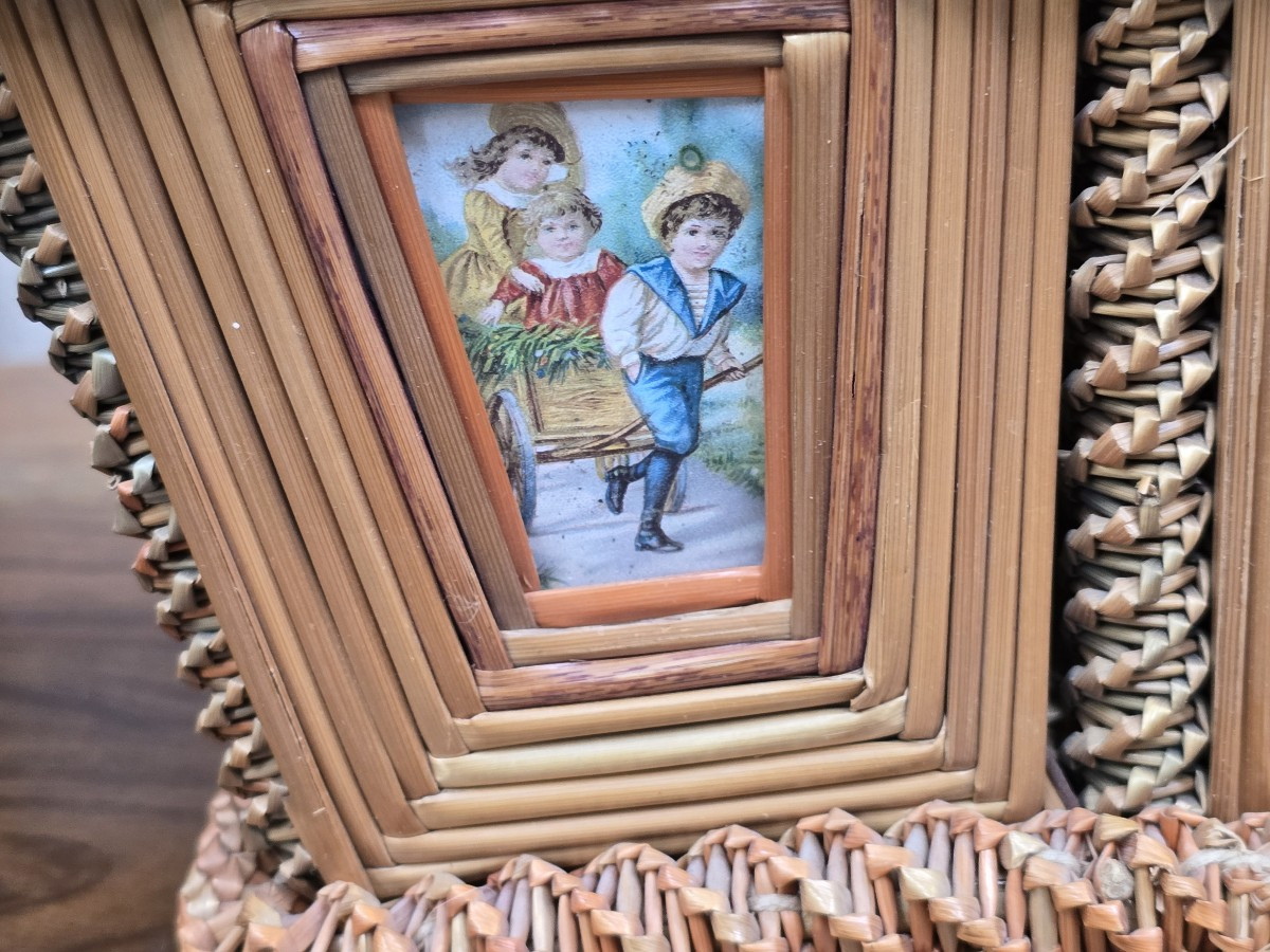 Antico cestino in paglia di mietitura del XIX secolo-photo-6