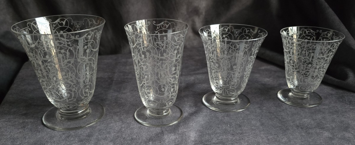 Antico servizio di 40 bicchieri in 4 formati, Baccarat modello Michelangelo