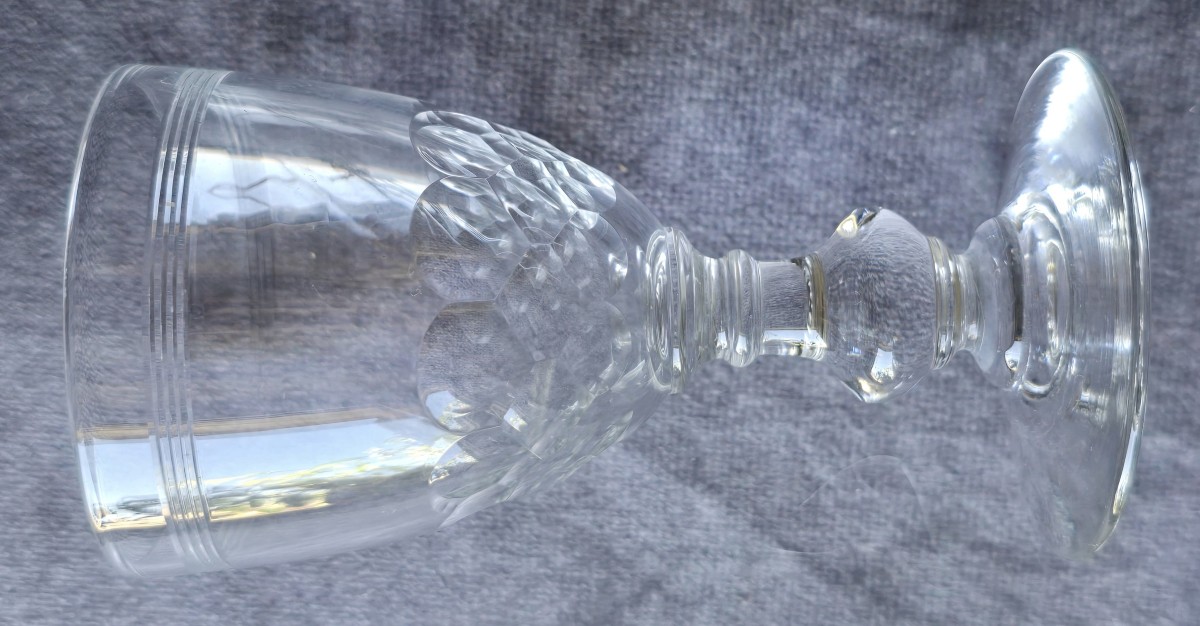 Lotto di 8 bicchieri antichi in cristallo Baccarat, modello Chauny Écailles et Filet-photo-4