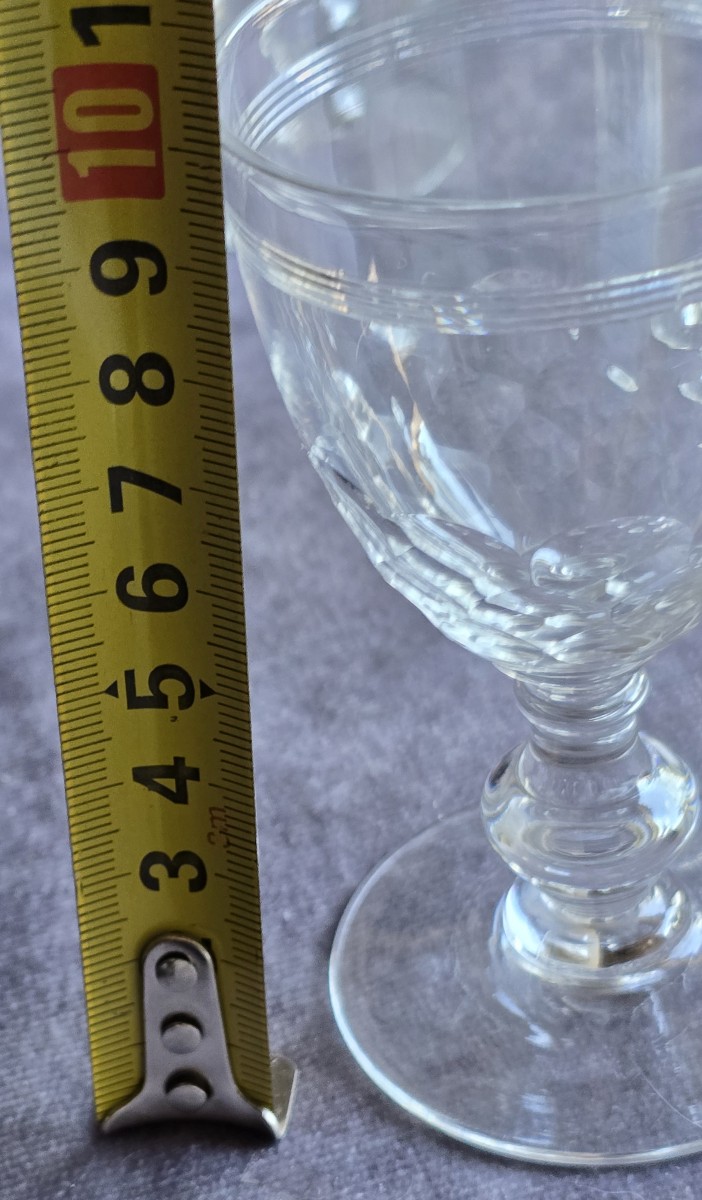 Lotto di 8 bicchieri antichi in cristallo Baccarat, modello Chauny Écailles et Filet-photo-4