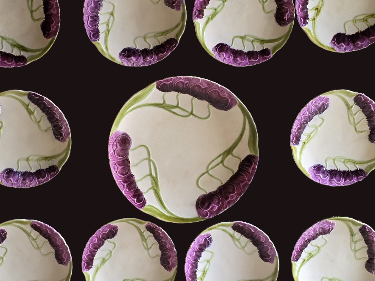 Servizio di piatti Liberty  in barbotine manifattura Sarreguemines-photo-2