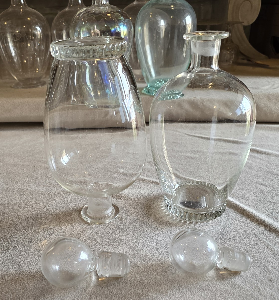 Coppia bottiglie in vetro soffiato Nason Moretti Murano anni '60-photo-3