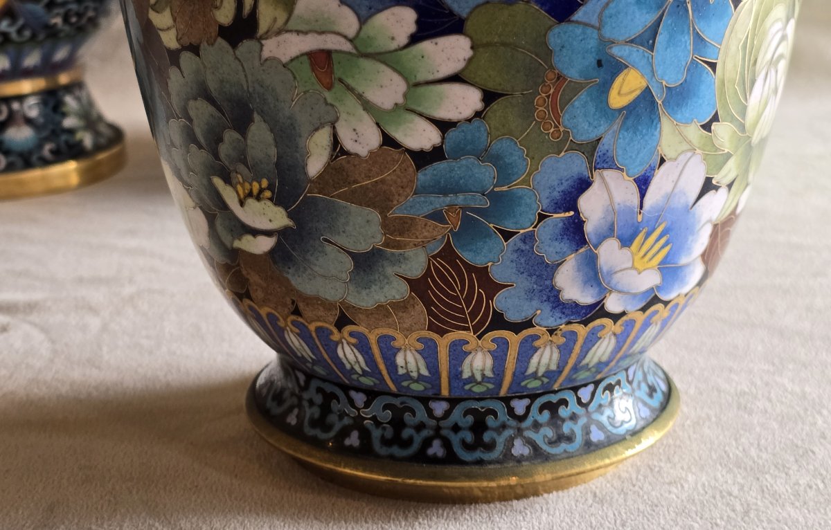 Vaso in cloisonné, Cina, metà del XX secolo, altezza 25,5 cm-photo-3