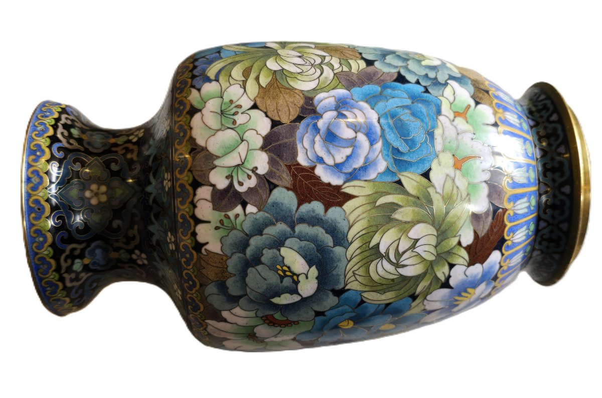 Vaso in cloisonné, Cina, metà del XX secolo, altezza 25,5 cm-photo-4