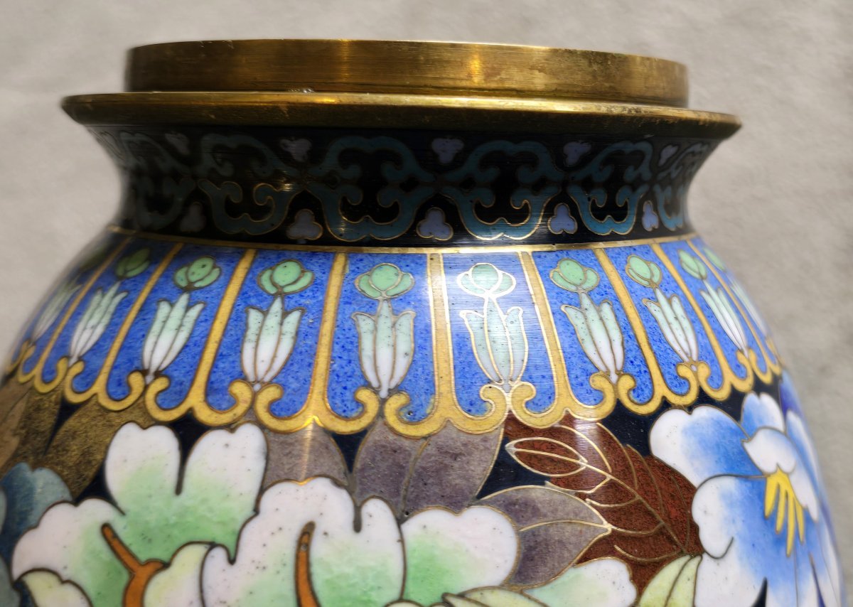 Vaso in cloisonné, Cina, metà del XX secolo, altezza 25,5 cm-photo-1