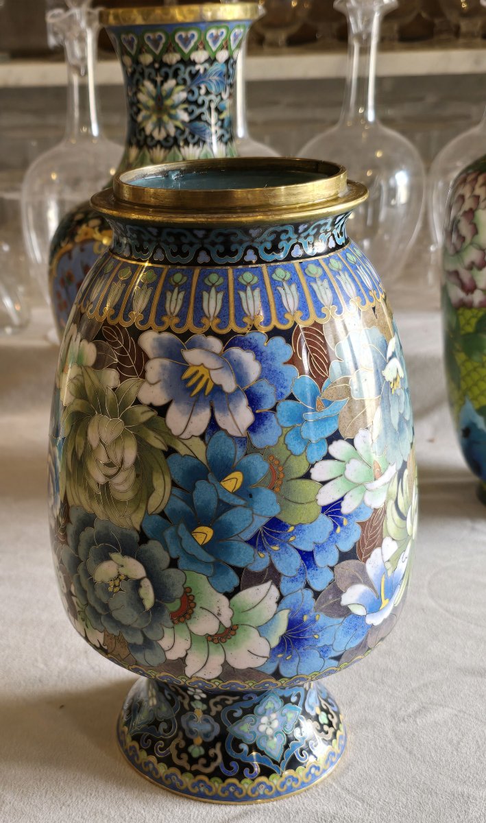 Vaso in cloisonné, Cina, metà del XX secolo, altezza 25,5 cm-photo-2