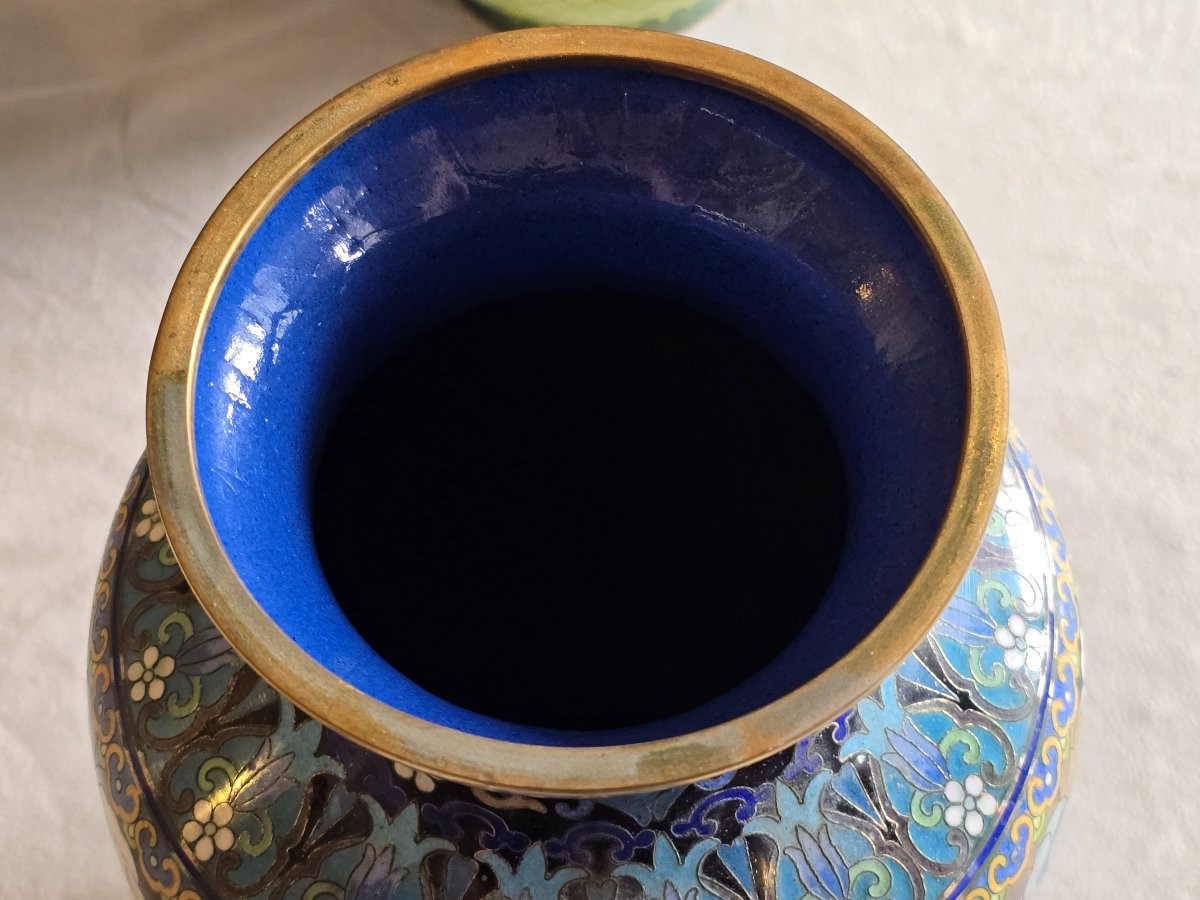 Vaso in cloisonné, Cina, metà del XX secolo, altezza 25,5 cm-photo-3