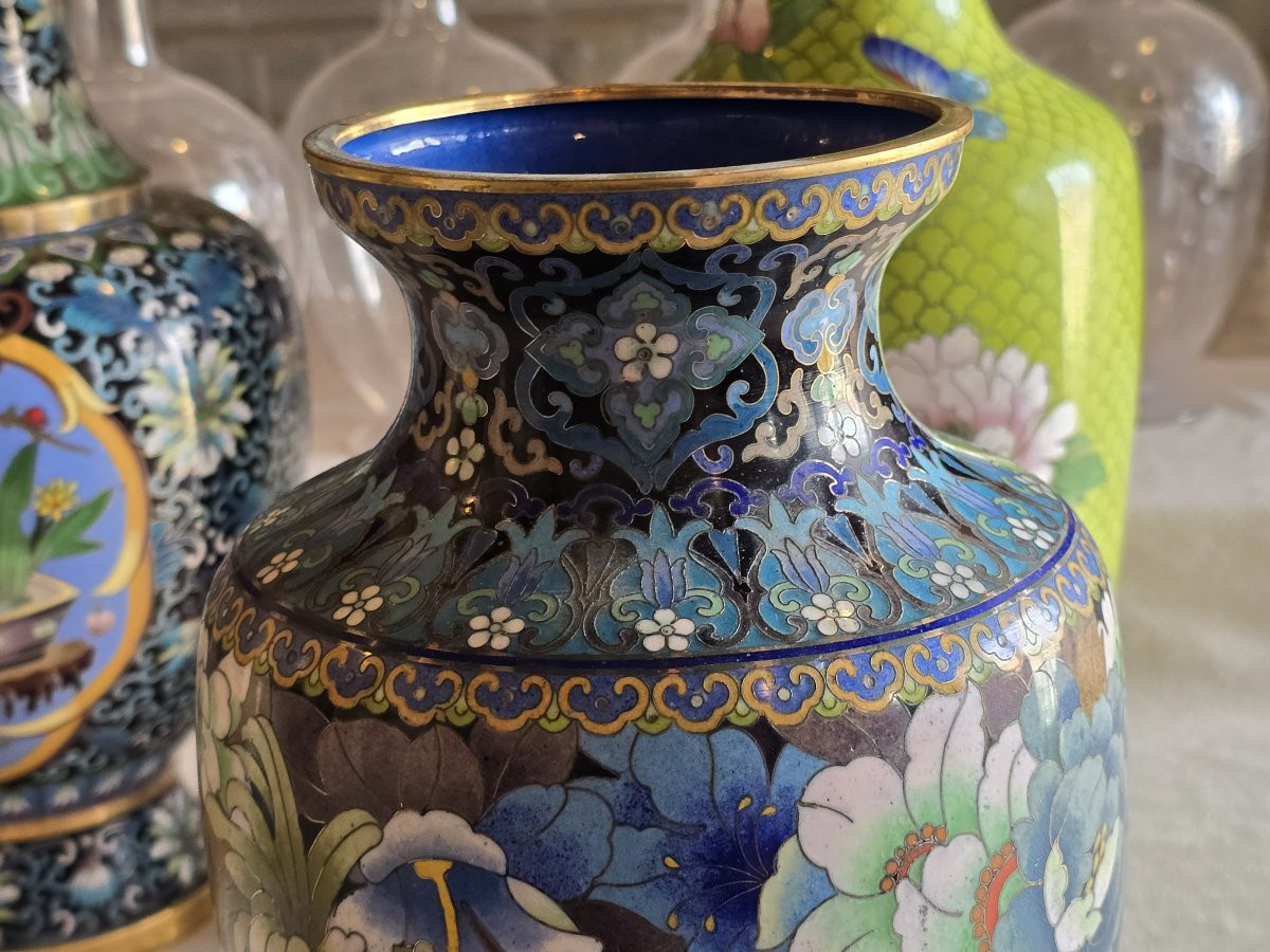 Vaso in cloisonné, Cina, metà del XX secolo, altezza 25,5 cm-photo-4
