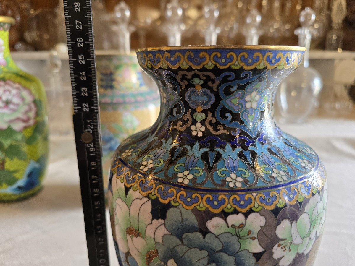Vaso in cloisonné, Cina, metà del XX secolo, altezza 25,5 cm-photo-7