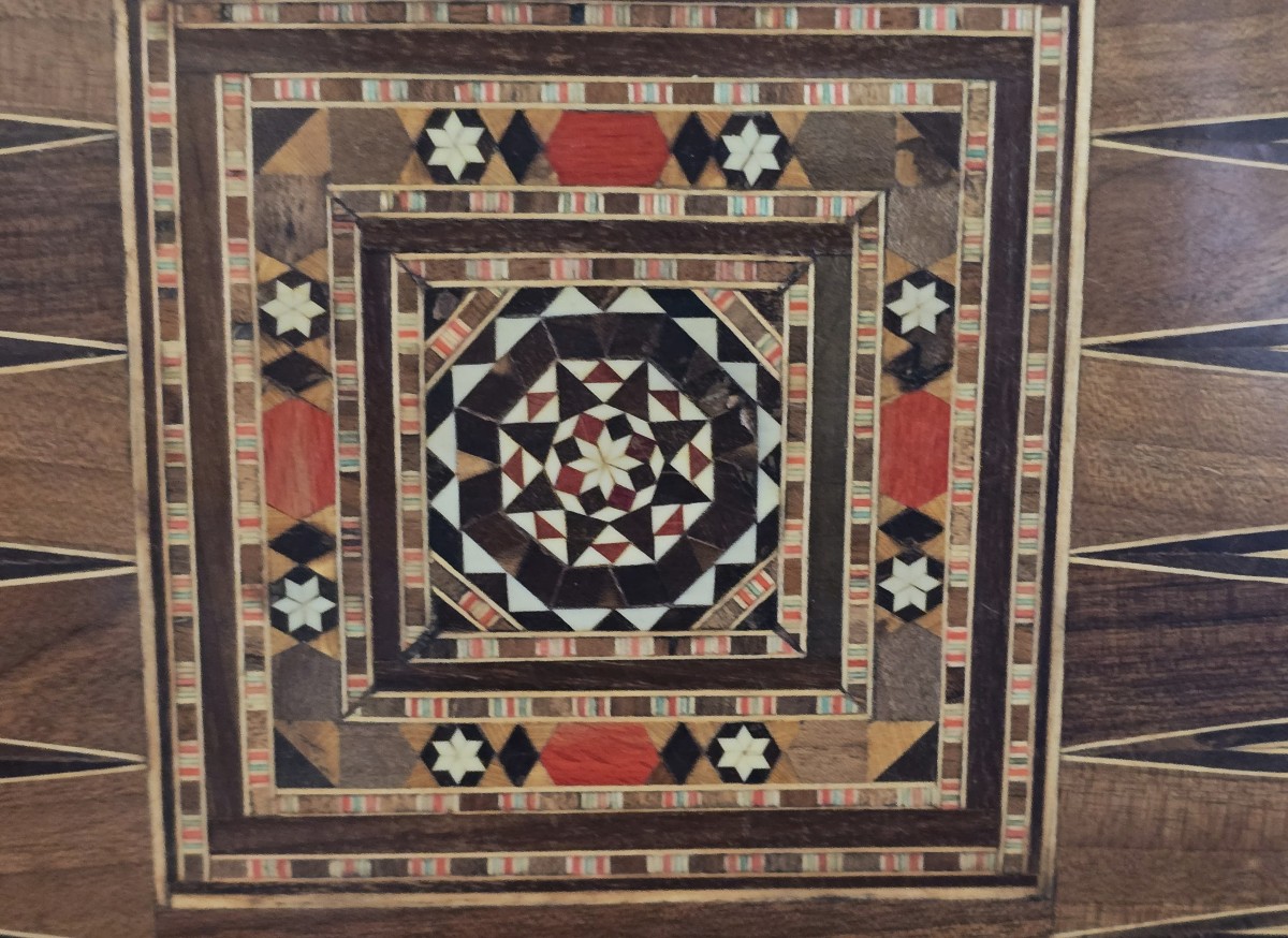 Scatola da gioco scacchiera in legno intarsiato – Siria, metà del XX secolo-photo-2