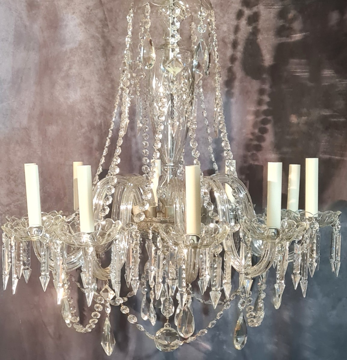 Coppia di lampadari in cristallo di Boemia,  1940 circa-photo-3