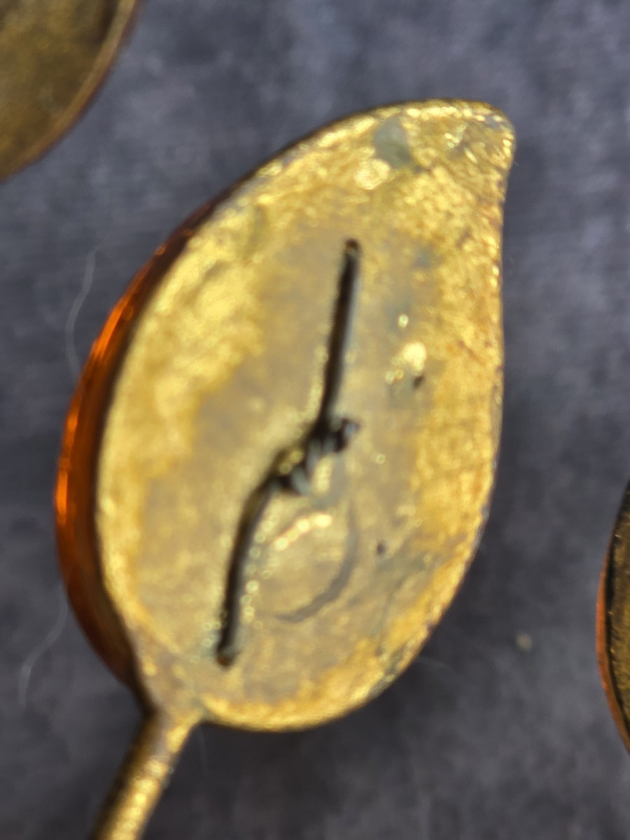 Antica plafoniera Banci in ferro dorato, cristalli e cabochon di vetro-photo-3