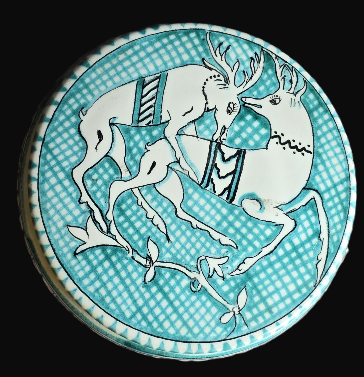 Scatola rotonda in ceramica Giacomini, Orvieto, anni 1960-photo-1