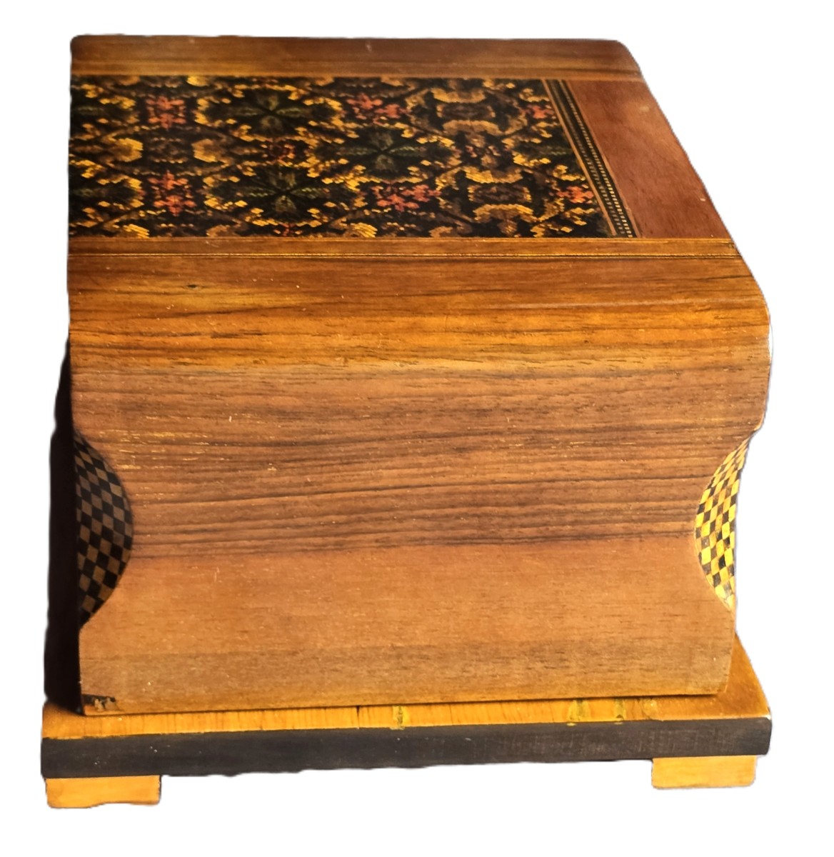 Antica scatola portasigarette in legno intarsiato, Italia, metà del XX secolo-photo-2