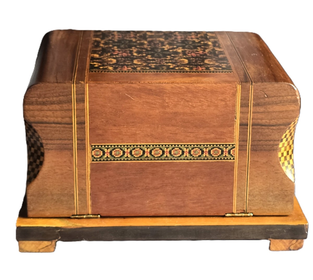 Antica scatola portasigarette in legno intarsiato, Italia, metà del XX secolo-photo-3