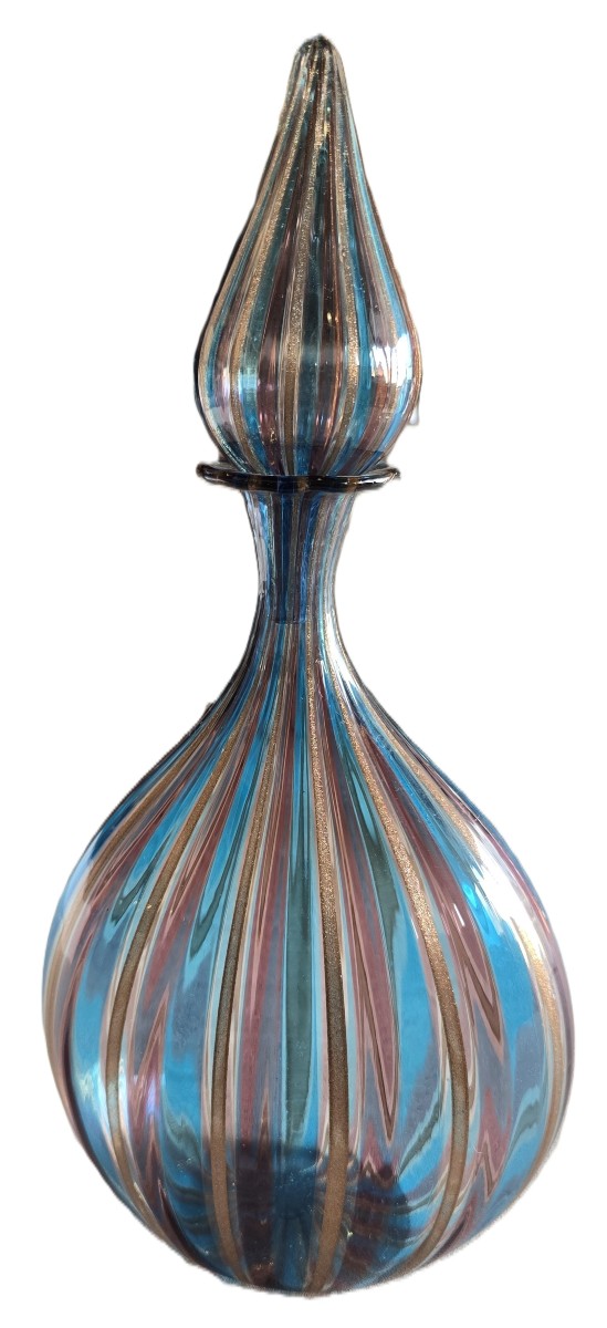 Bottiglia in vetro soffiato – Murano, attribuita a Salviati, anni 1960-1970-photo-2