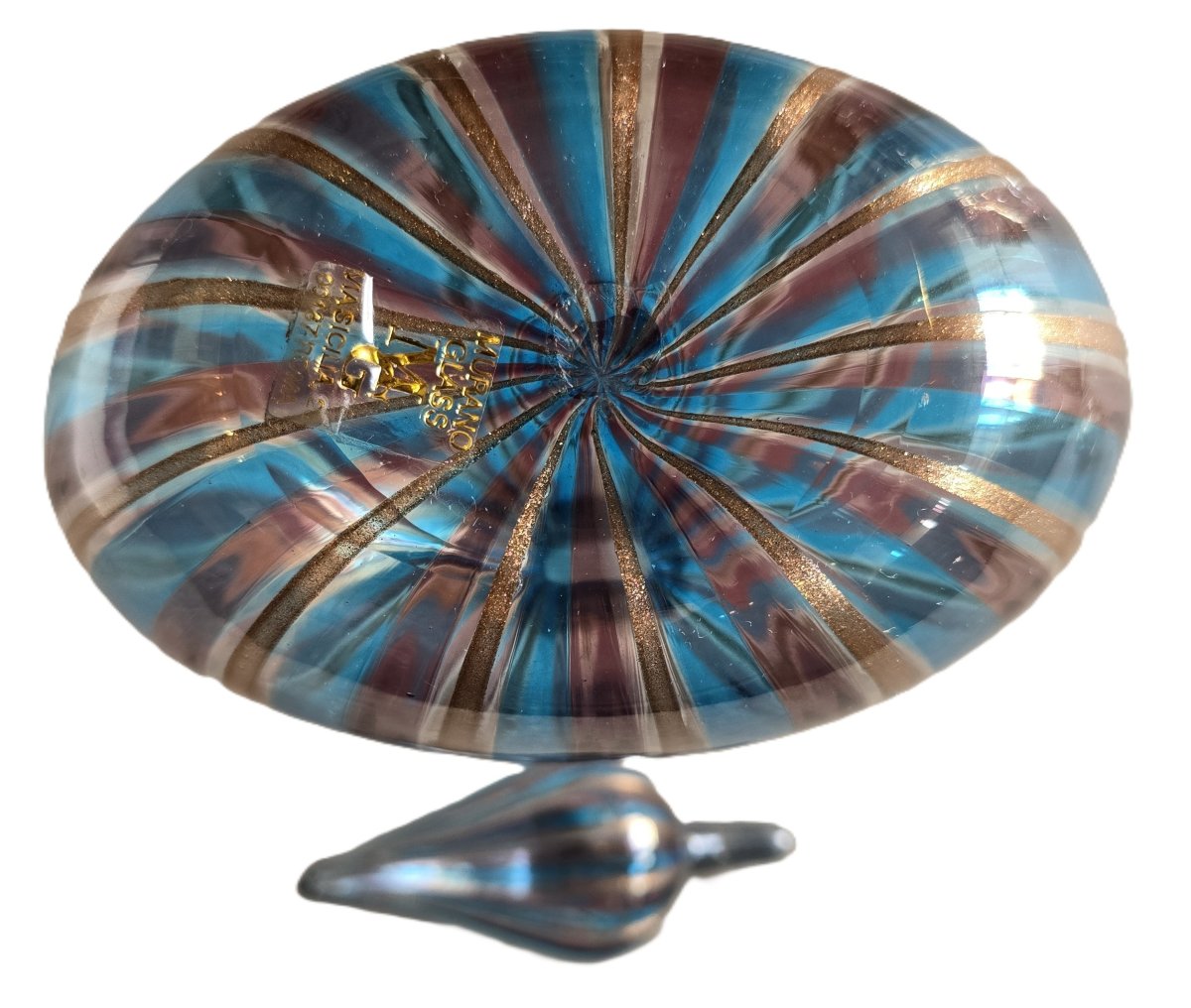 Bottiglia in vetro soffiato – Murano, attribuita a Salviati, anni 1960-1970-photo-3