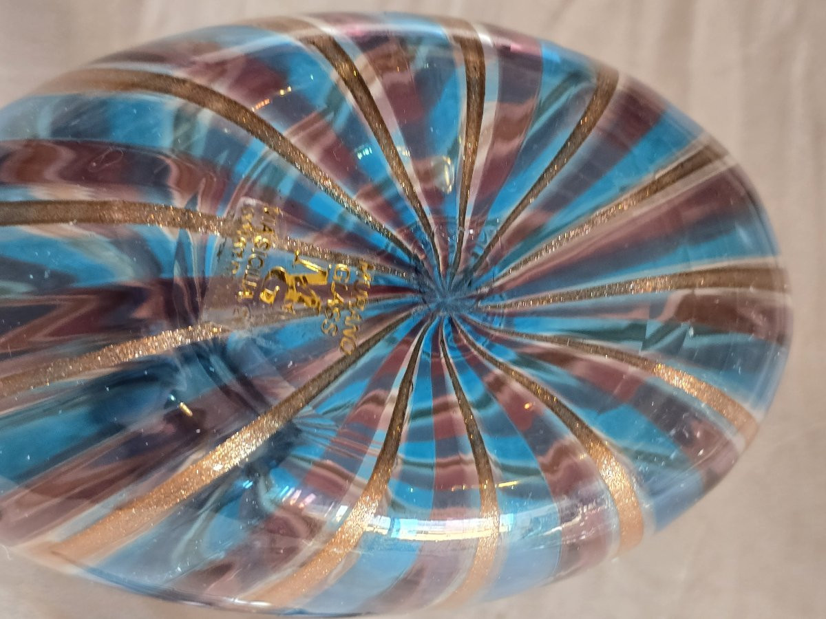 Bottiglia in vetro soffiato – Murano, attribuita a Salviati, anni 1960-1970-photo-1