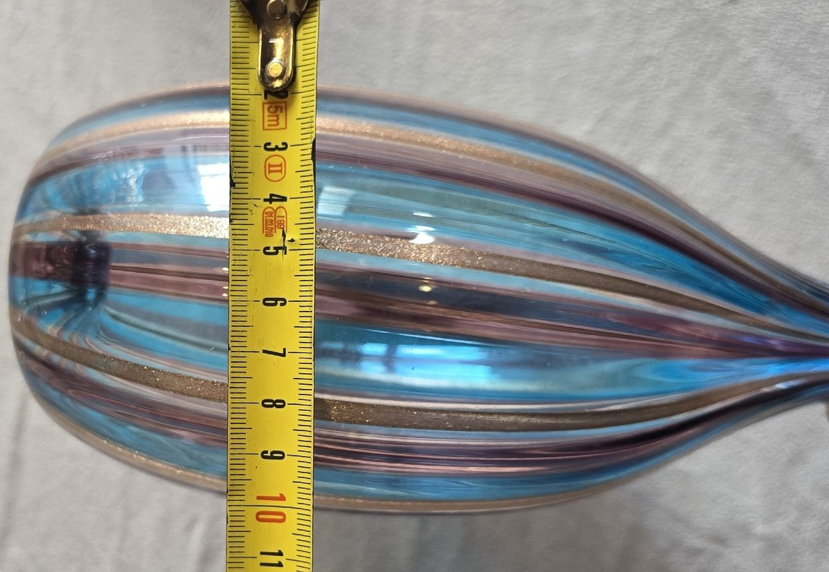 Bottiglia in vetro soffiato – Murano, attribuita a Salviati, anni 1960-1970-photo-5