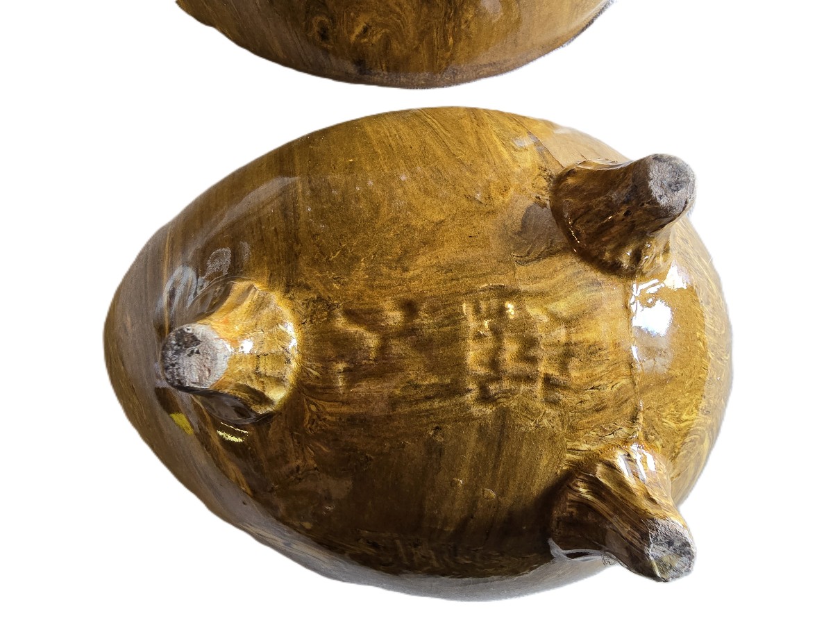 scatola in ceramica neriage a forma di uovo – Italia, circa 1960-photo-1