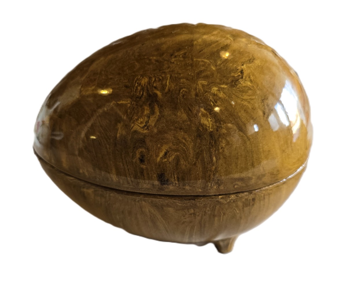 scatola in ceramica neriage a forma di uovo – Italia, circa 1960