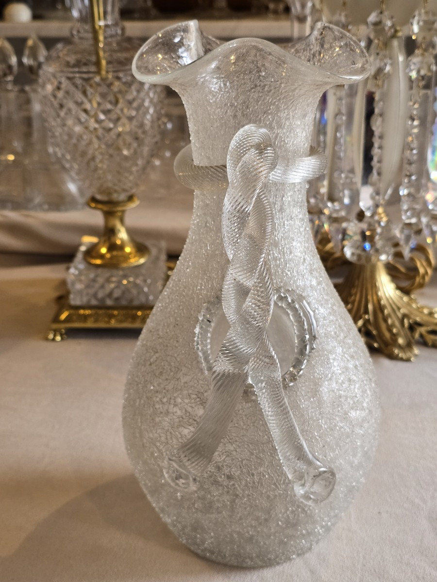 Brocca rinfrescatoio antica in vetro soffiato Baccarat-photo-2