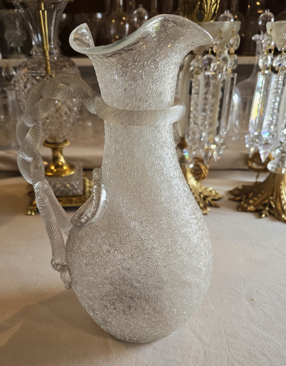 Brocca rinfrescatoio antica in vetro soffiato Baccarat-photo-3