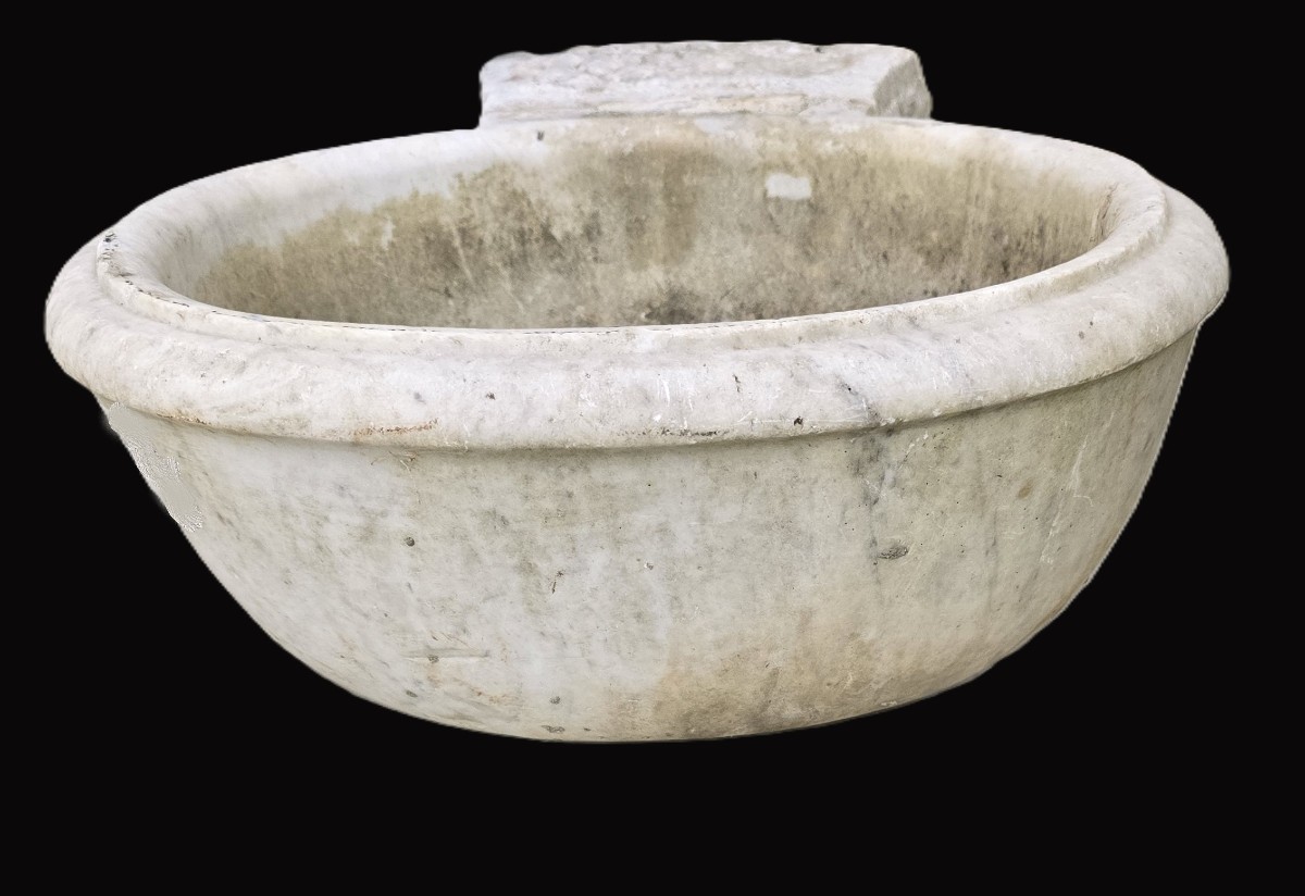 Antico lavabo in marmo bianco di Carrara, XIX secolo-photo-4