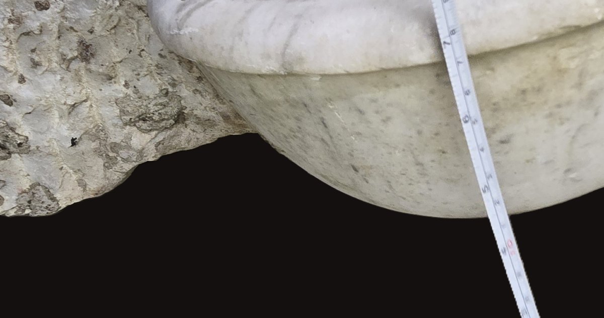 Antico lavabo in marmo bianco di Carrara, XIX secolo-photo-2