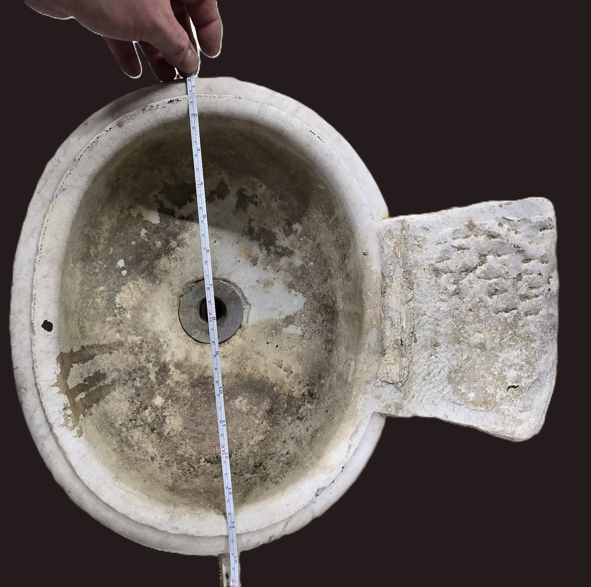 Antico lavabo in marmo bianco di Carrara, XIX secolo-photo-3