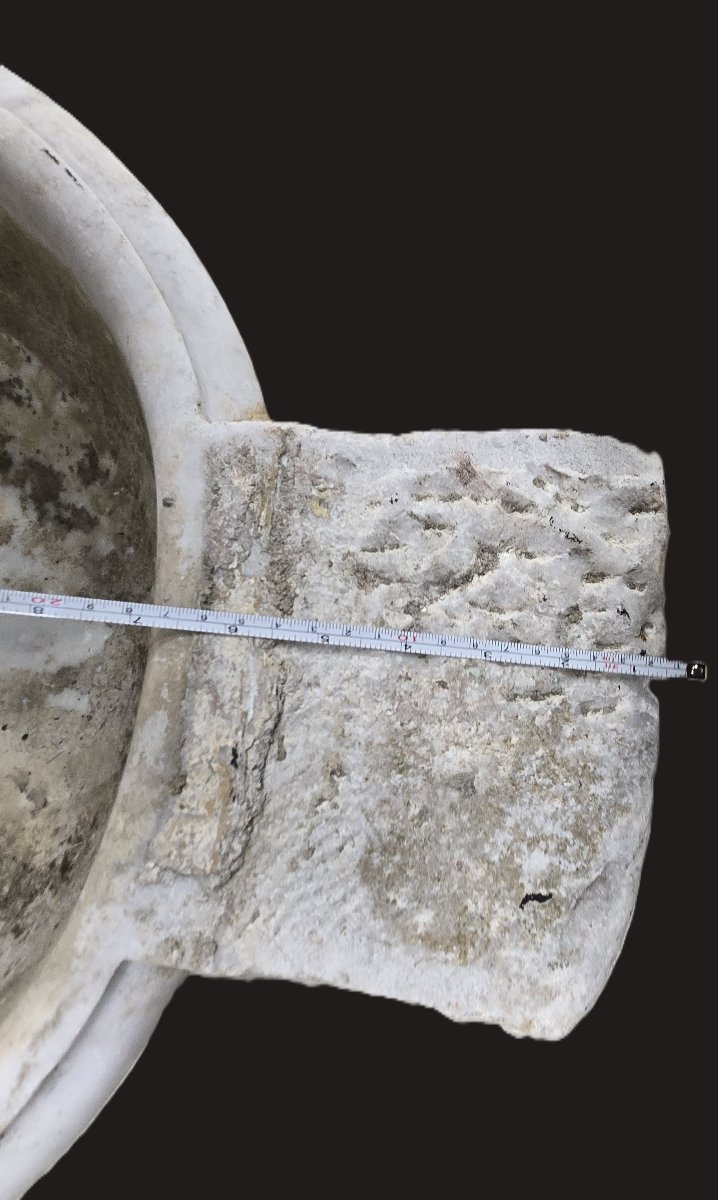 Antico lavabo in marmo bianco di Carrara, XIX secolo-photo-4