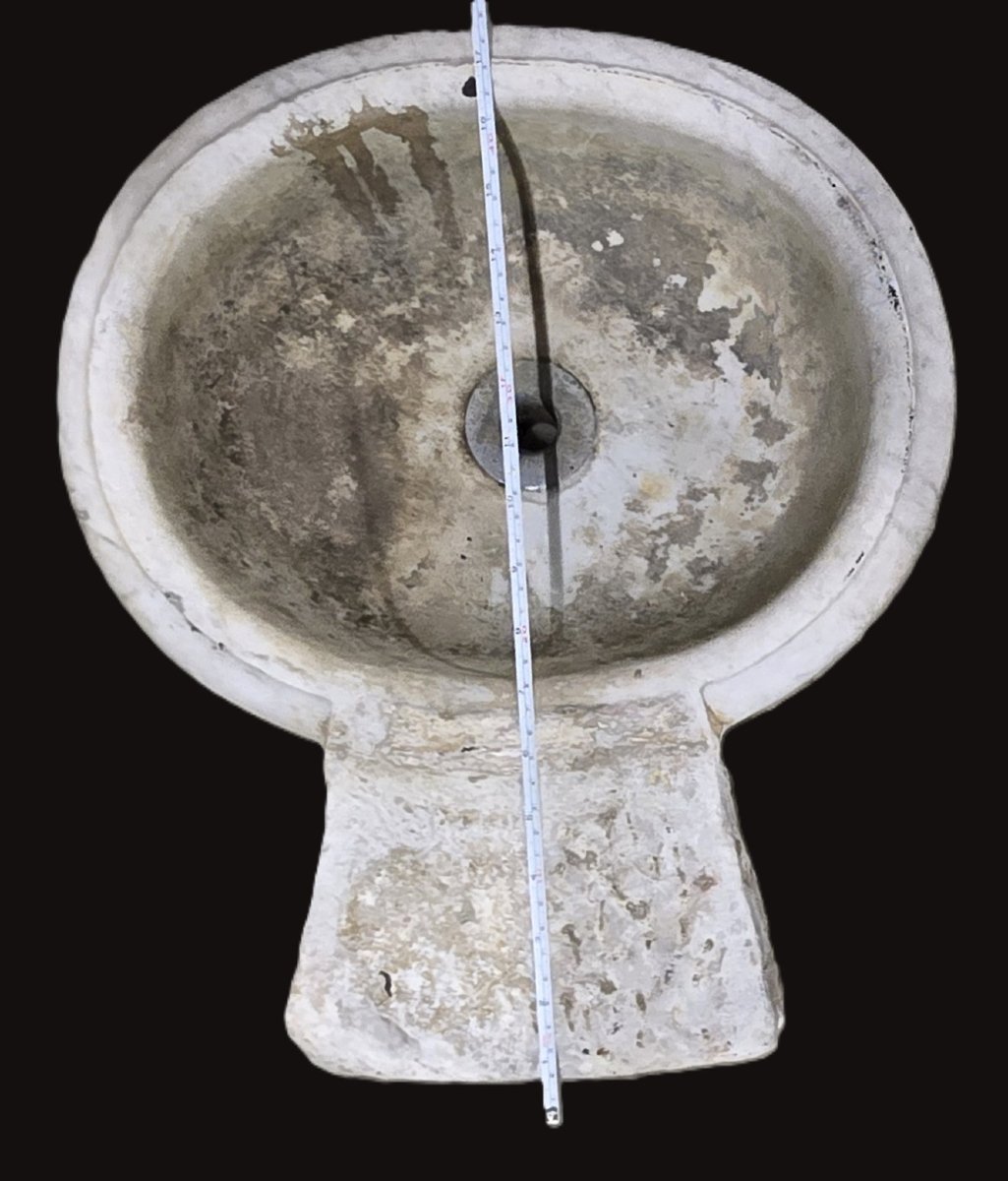 Antico lavabo in marmo bianco di Carrara, XIX secolo-photo-5