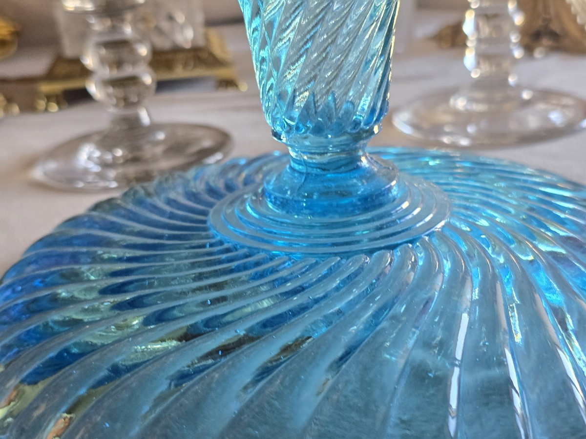 Antica alzatina in vetro stampato modello Bambou di Baccarat-photo-1