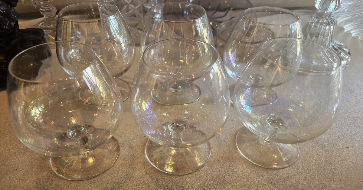 Insieme di 6 calici da cognac in vetro  soffiato Nason moretti anni '60-photo-3