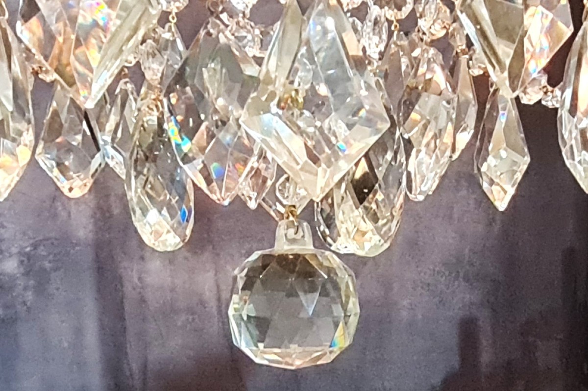 Antico lampadario in bronzo e cristallo, XIX secolo, stile Luigi XVI-photo-4