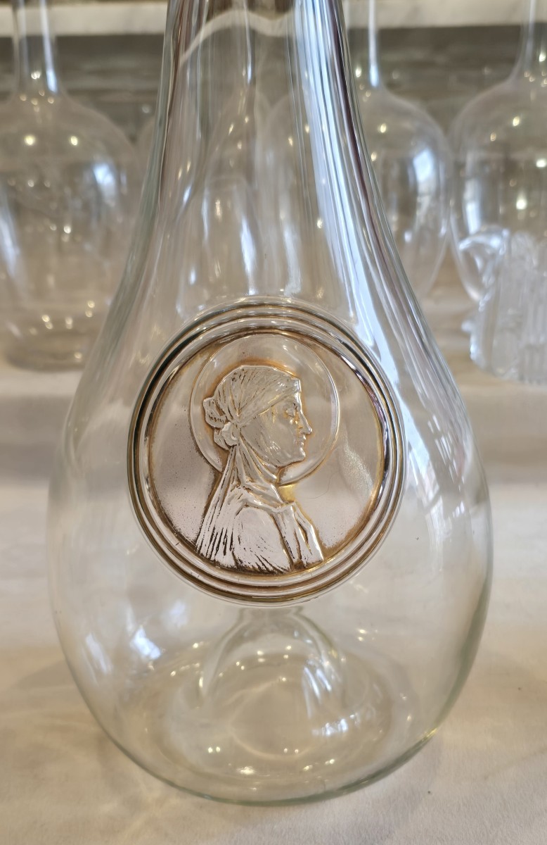 Antica bottiglia Lalique « Clos Sainte‑Odile » gigante, 40 cm