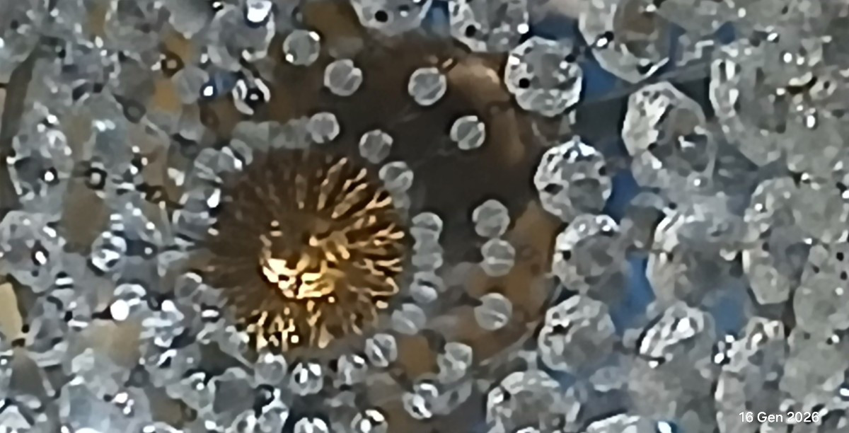 Grande plafoniera antica in bronzo e cristallo-photo-4