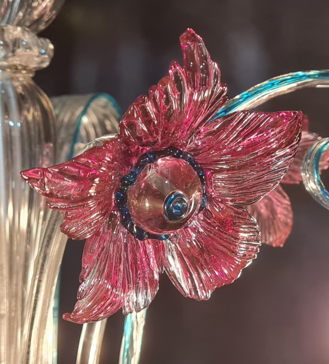 Lampadario di Murano antico in vetro soffiato-photo-1