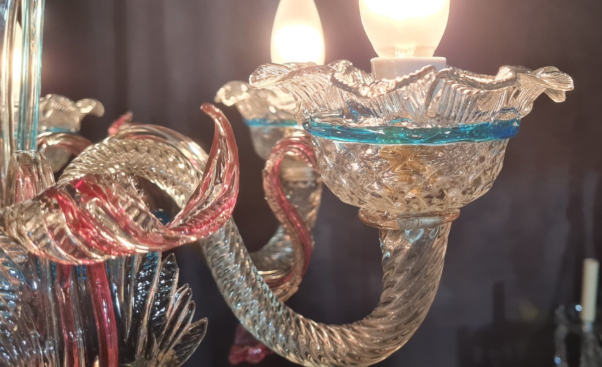 Lampadario di Murano antico in vetro soffiato-photo-2
