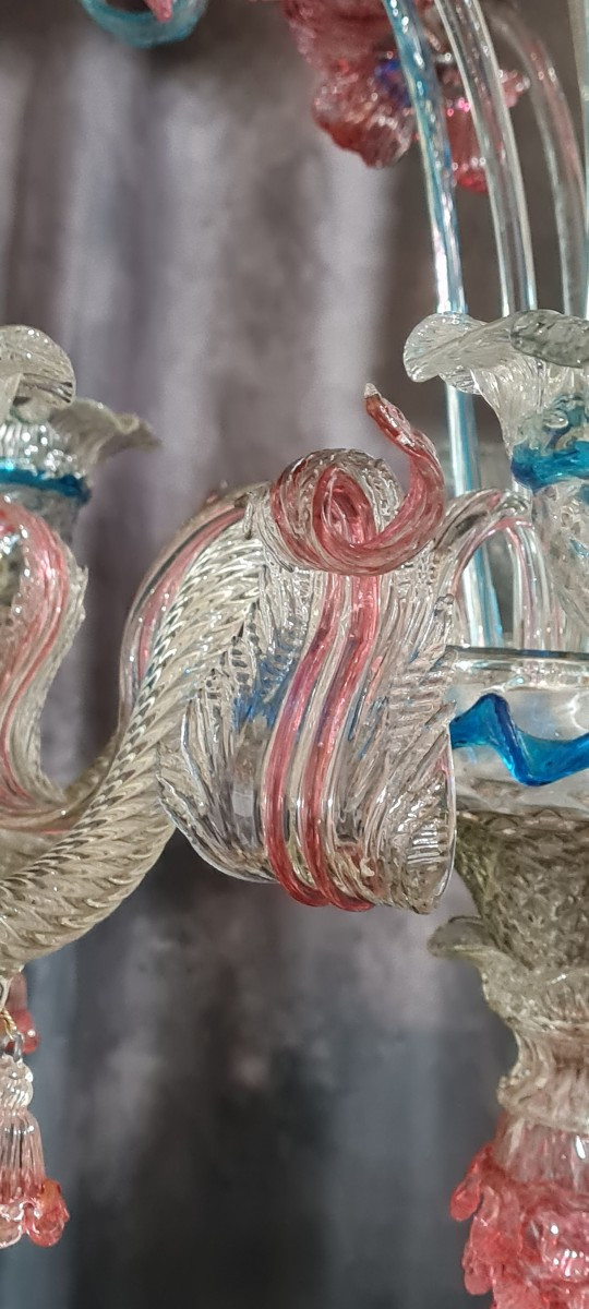 Lampadario di Murano antico in vetro soffiato-photo-3