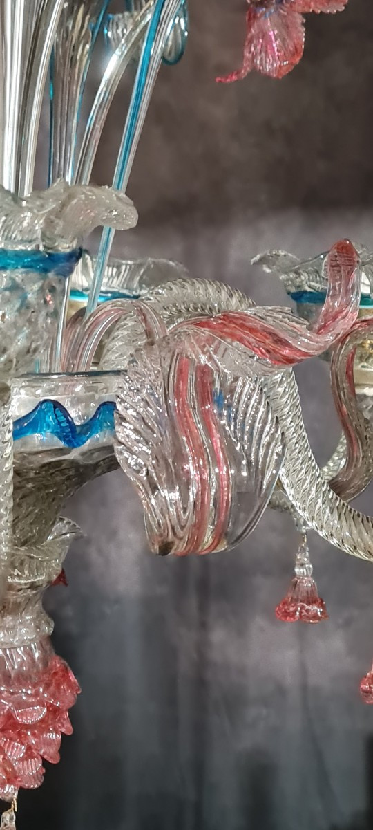 Lampadario di Murano antico in vetro soffiato-photo-4