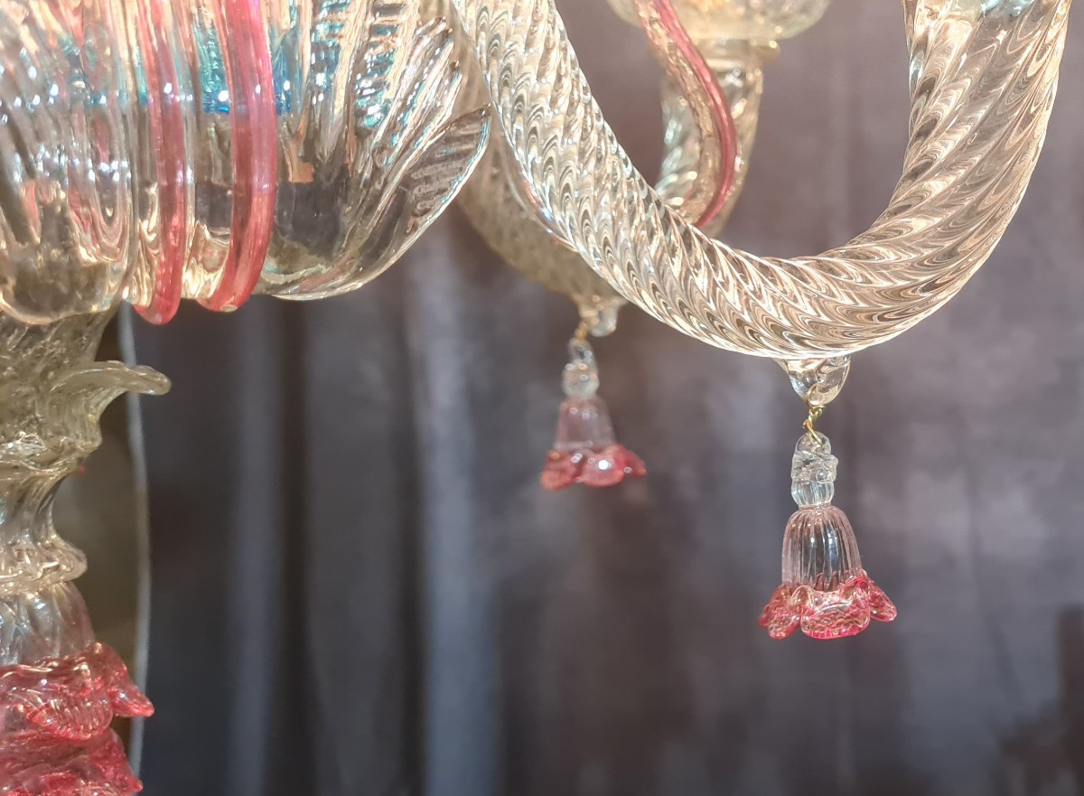 Lampadario di Murano antico in vetro soffiato-photo-5