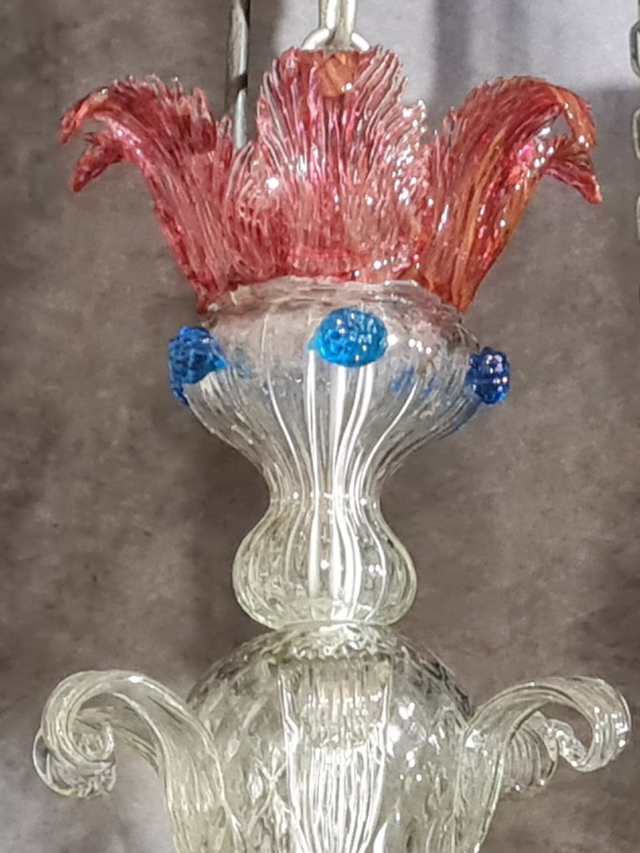 Lampadario di Murano antico in vetro soffiato-photo-6