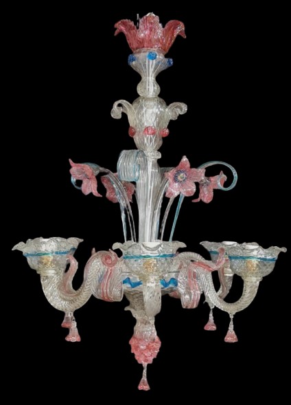 Lampadario di Murano antico in vetro soffiato