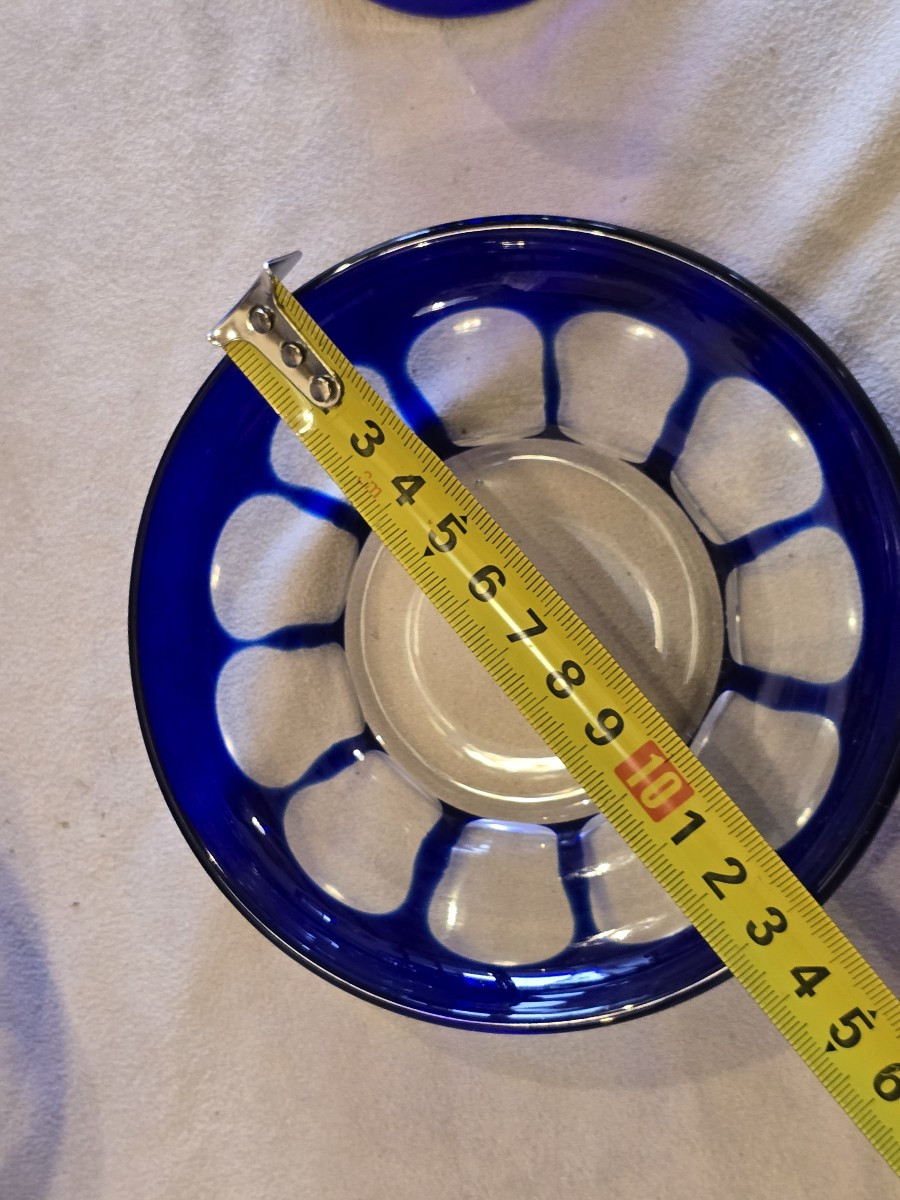 Insieme di 6 tazze con piattini in vetro incamicato, d’epoca.-photo-5