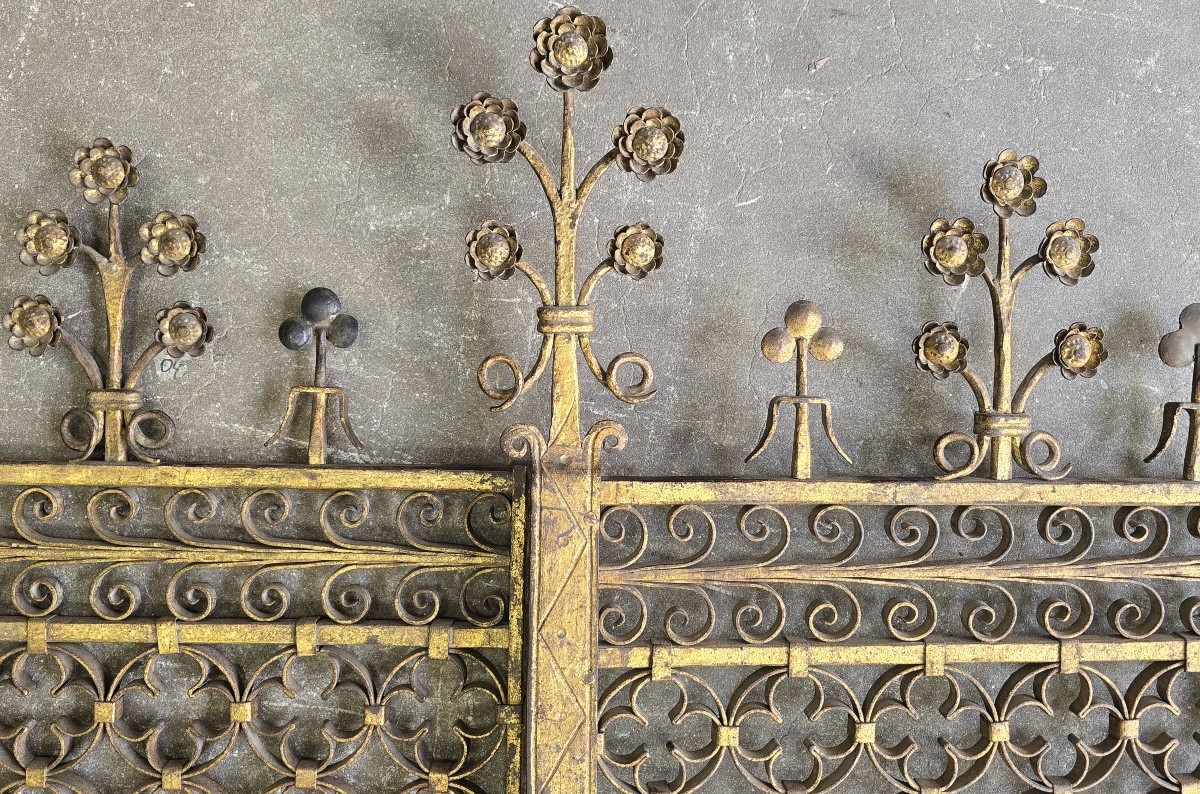 Antica grata d’interno in ferro battuto dorato – Italia, prima metà del XX secolo.-photo-3