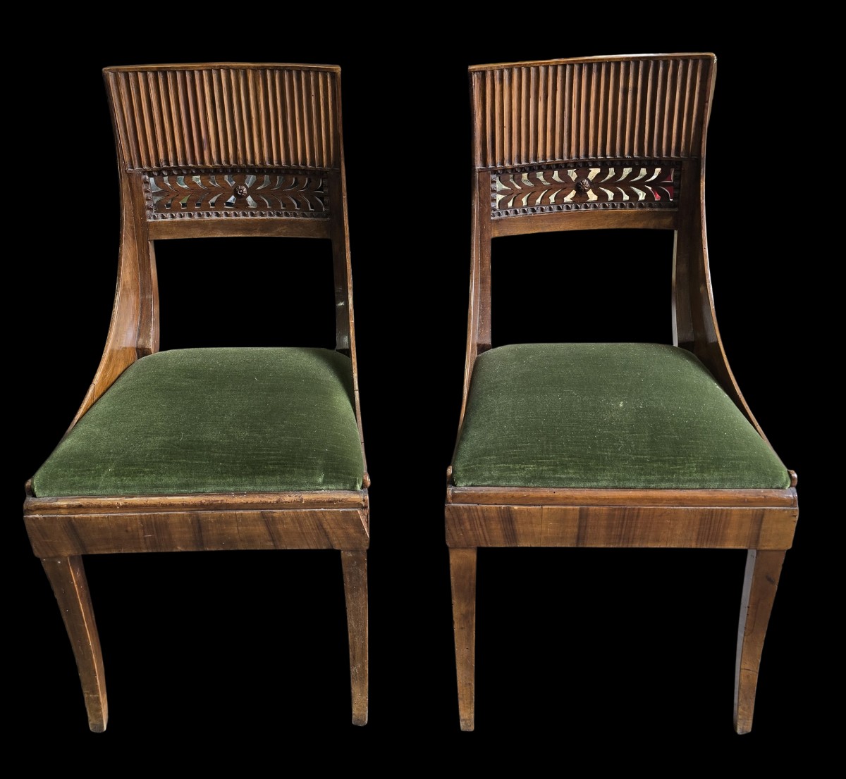 Coppia di sedie in noce stile Direttorio – Italia, metà del XX secolo-photo-2