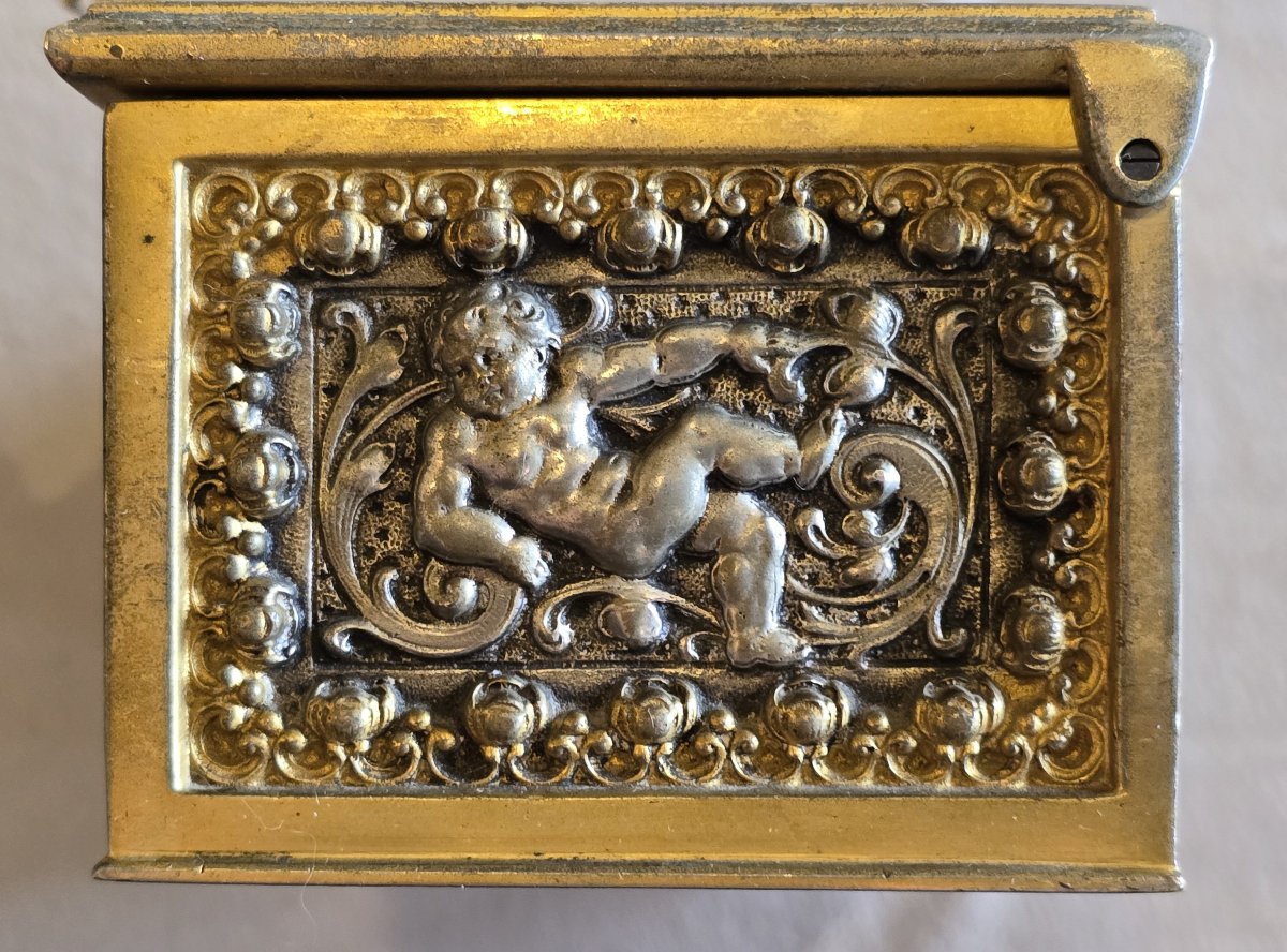 Cofanetto portagioie in bronzo dorato Erhart & Söhne, Germania, circa 1900-photo-3