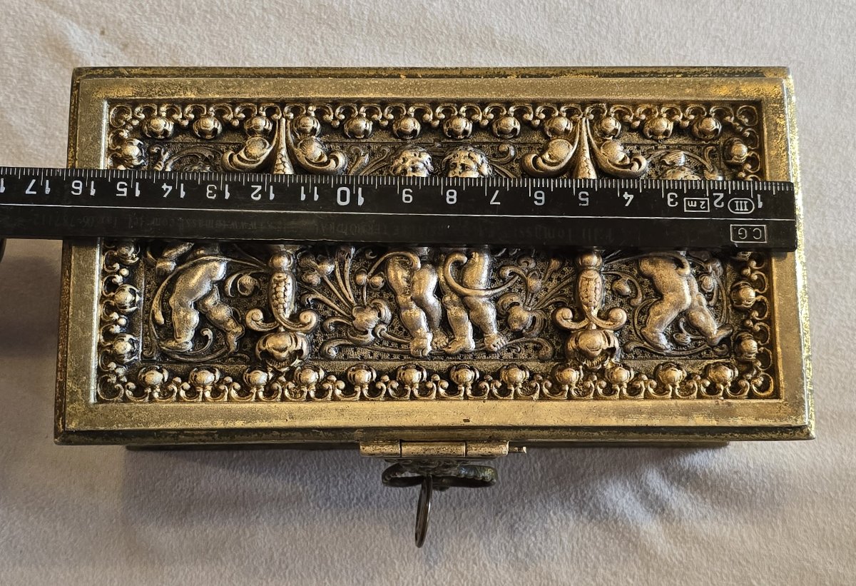 Cofanetto portagioie in bronzo dorato Erhart & Söhne, Germania, circa 1900-photo-4