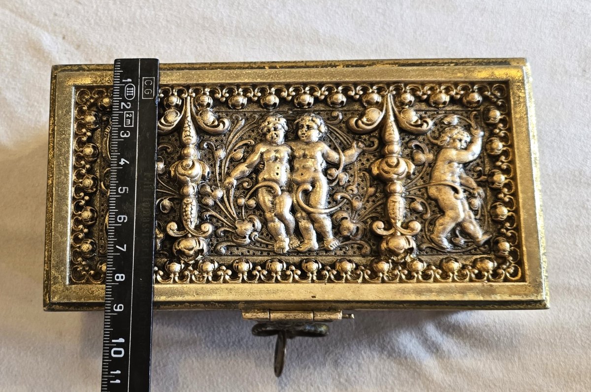 Cofanetto portagioie in bronzo dorato Erhart & Söhne, Germania, circa 1900-photo-5